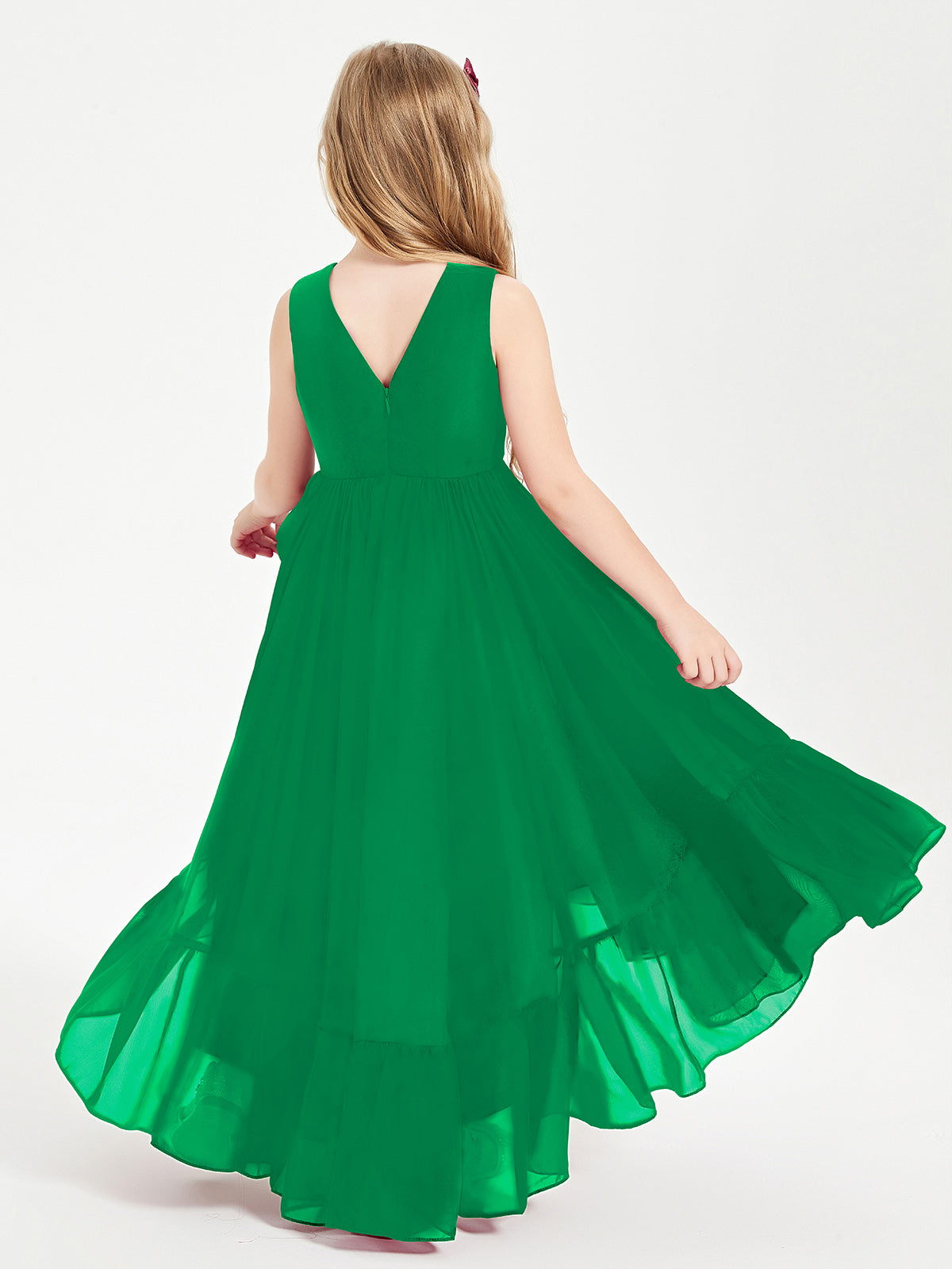 Cascading Skirt Boho Dresses for Junior Bridesmaids Emerald